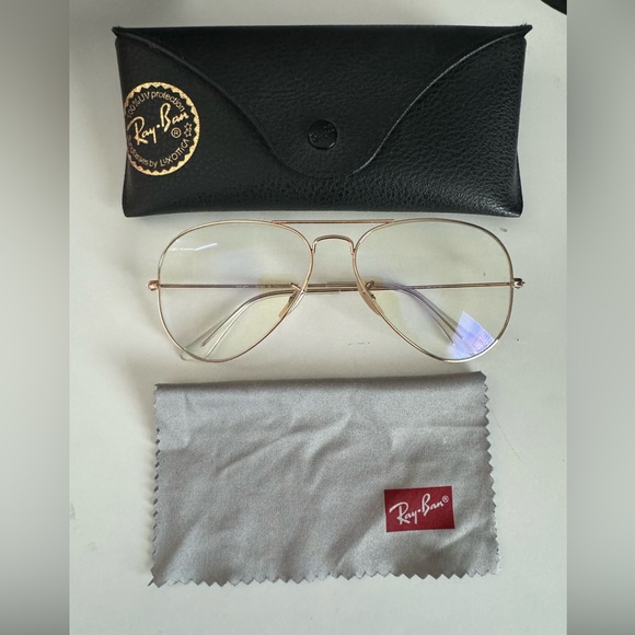 Ray-Ban Aviator Matte Gold Frame Clear Sunglasses 58-14 - Picture 8 of 14